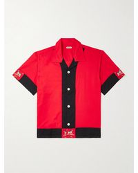 Bode - Camp-Collar Embroidered Two-Tone Cotton Shirt - Lyst