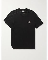 Moncler - Confezione da tre T-shirt in jersey di cotone con logo applicato - Lyst