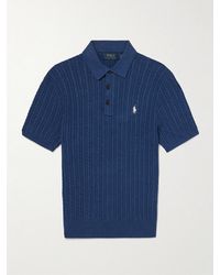 Polo Ralph Lauren - Logo-Embroidered Cable-Knit Cotton Polo Shirt - Lyst