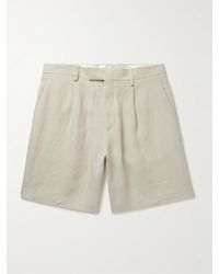 Lardini - Gerade geschnittene Shorts aus Leinen mit Falten - Lyst