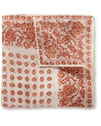 Anderson & Sheppard - Printed Cashmere And Silk-blend Pocket Square - Lyst