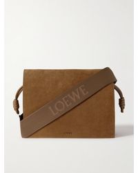 Loewe - Flamenco Leather-trimmed Suede Messenger Bag - Lyst