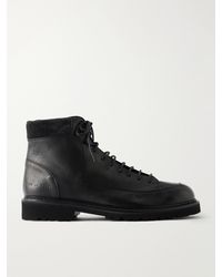 Common Projects - Hiker Suede-Trimmed Full-Grain Leather Hiking Boots - Lyst