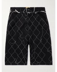 AIREI - Straight-Leg Embroidered Organic Denim Shorts - Lyst