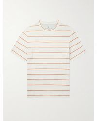 Brunello Cucinelli - Gestreiftes T-Shirt aus einer Leinen-Baumwollmischung - Lyst