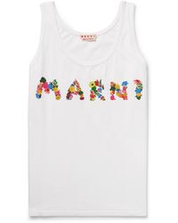 Marni - Logo-print Cotton-jersey Tank Top - Lyst