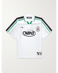 Neighborhood - Game Appliquéd Logo-Print Striped Satin Polo Shirt - Lyst