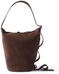 Loewe - Loop Medium Logo-Debossed Nubuck Bucket Bag - Lyst