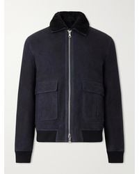 MR P. - Shearling-Trimmed Suede Bomber Jacket - Lyst