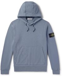 Stone Island - Logo-Appliquéd Garment-Dyed Cotton-Jersey Hoodie - Lyst