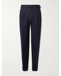 Saman Amel - Straight-Leg Pleated Wool Suit Trousers - Lyst