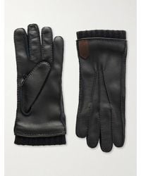 Canali - Ribbed Cashmere-Trimmed Leather Gloves - Lyst