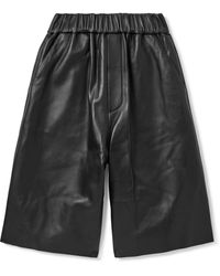 Ami Paris - Straight-leg Leather Bermuda Shorts - Lyst