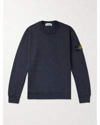 Stone Island - Logo-Appliquéd Garment-Dyed Cotton-Jersey Sweatshirt - Lyst