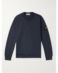 Stone Island - Logo-Appliquéd Garment-Dyed Cotton-Jersey Sweatshirt - Lyst