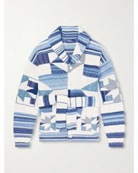 Polo Ralph Lauren - Shawl-collar Patchwork Cotton And Linen-blend Cardigan - Lyst