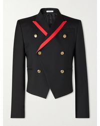 McQueen - Slim-Fit Double-Breasted Grosgrain-Trimmed Wool-Twill Blazer - Lyst