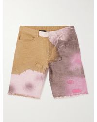 Givenchy - Wide-Leg Distressed Tie-Dyed Denim Shorts - Lyst