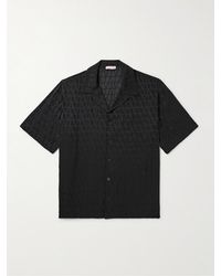Valentino Garavani - Toile Iconograph Camp-collar Logo-jacquard Silk-satin Shirt - Lyst