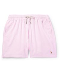 Polo Ralph Lauren - Traveler Straight-Leg Mid-Length Striped Cotton-Blend Seersucker Swim Shorts - Lyst