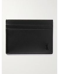 Saint Laurent - Tiny Cassandre Logo-appliquéd Leather Cardholder - Lyst