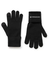 Givenchy - 4g Logo-embroidered Wool Gloves - Lyst