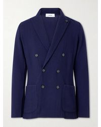 Lardini - Double-Breasted Knitted Virgin Wool Blazer - Lyst