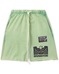 RRR123 - Flag Straight-Leg Frayed Logo-Print Cotton-Jersey Shorts - Lyst