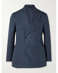 De Petrillo - Double-breasted Linen Suit Jacket - Lyst