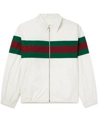 Gucci - Shell-trimmed Logo-print Cotton-poplin Blouson Jacket - Lyst