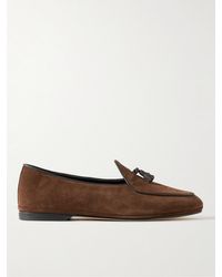 Rubinacci - Marphy Leather-trimmed Suede Tasselled Loafers - Lyst