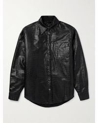 4SDESIGNS - Croc-effect Faux Leather Overshirt - Lyst