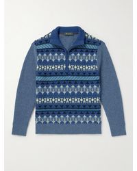 Loro Piana - Fair Isle Ribbed-knit Cashmere Half-zip Sweater - Lyst