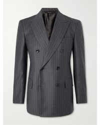 Tom Ford - Double-breasted Striped Wool And Silk-blend Suit Jacket - Lyst