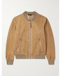 Tom Ford - Bomber in camoscio con finiture in pelle - Lyst
