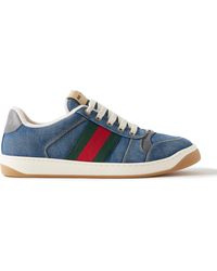 Gucci - Screener Webbing And Leather-trimmed Denim Sneakers - Lyst