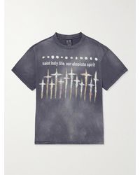 SAINT Mxxxxxx - Forsomeone Saint Printed Distressed Cotton-jersey T-shirt - Lyst