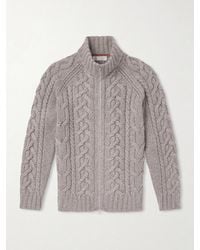 Brunello Cucinelli - Cable-Knit Cashmere Zip-Up Sweater - Lyst