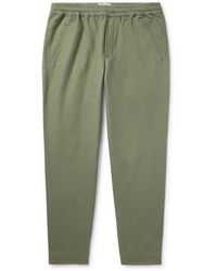 Folk - Assembly Cropped Tapered Washed Cotton-moleskin Trousers - Lyst