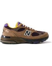 New Balance - 993 Leather-Trimmed Mesh And Suede Sneakers - Lyst