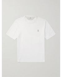 Brunello Cucinelli - T-Shirt aus Baumwoll-Jersey mit Logoprint - Lyst