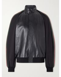 Gucci - Webbing-trimmed Shell And Leather Bomber Jacket - Lyst