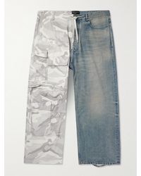 Balenciaga - Hybrid Wide-Leg Ripstop And Distressed Denim Drawstring Trousers - Lyst