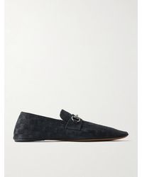 Gucci - Horsebit-Embellished Distressed Monogrammed Canvas Loafers - Lyst