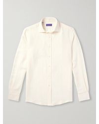 Ralph Lauren Purple Label - Cutaway-collar Silk And Linen-blend Shirt - Lyst