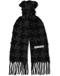 Acne Studios - Fringed Houndstooth Alpaca-Blend Bouclé Scarf - Lyst