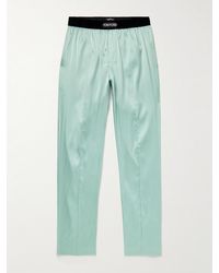 Tom Ford - Velvet-Trimmed Stretch-Silk Satin Pyjama Trousers - Lyst