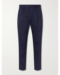NN07 - Tapered Pleated Organic Cotton-blend Twill Trousers - Lyst