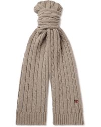 Celine - Logo-Embroidered Cable-Knit Cashmere Scarf - Lyst