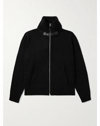 Tom Ford - Bomberjacke aus Merinowolle in Rippstrick mit Lederbesatz - Lyst